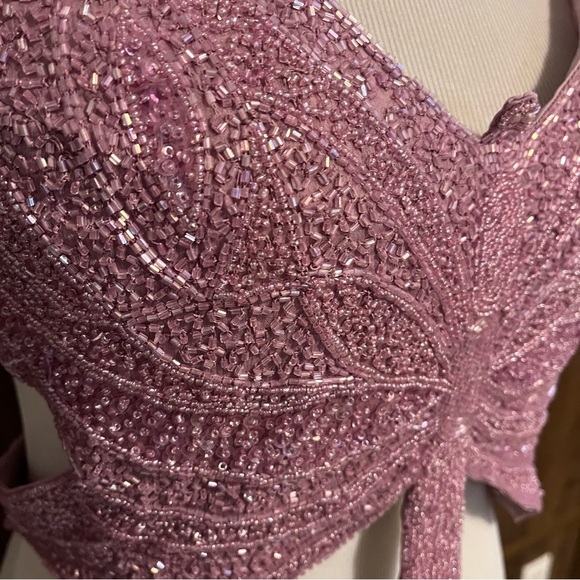 Vintage Rue Twentyone Options Purple Beaded Butterfly Y2K Halter Padded Top Sz M - Picture 2 of 7